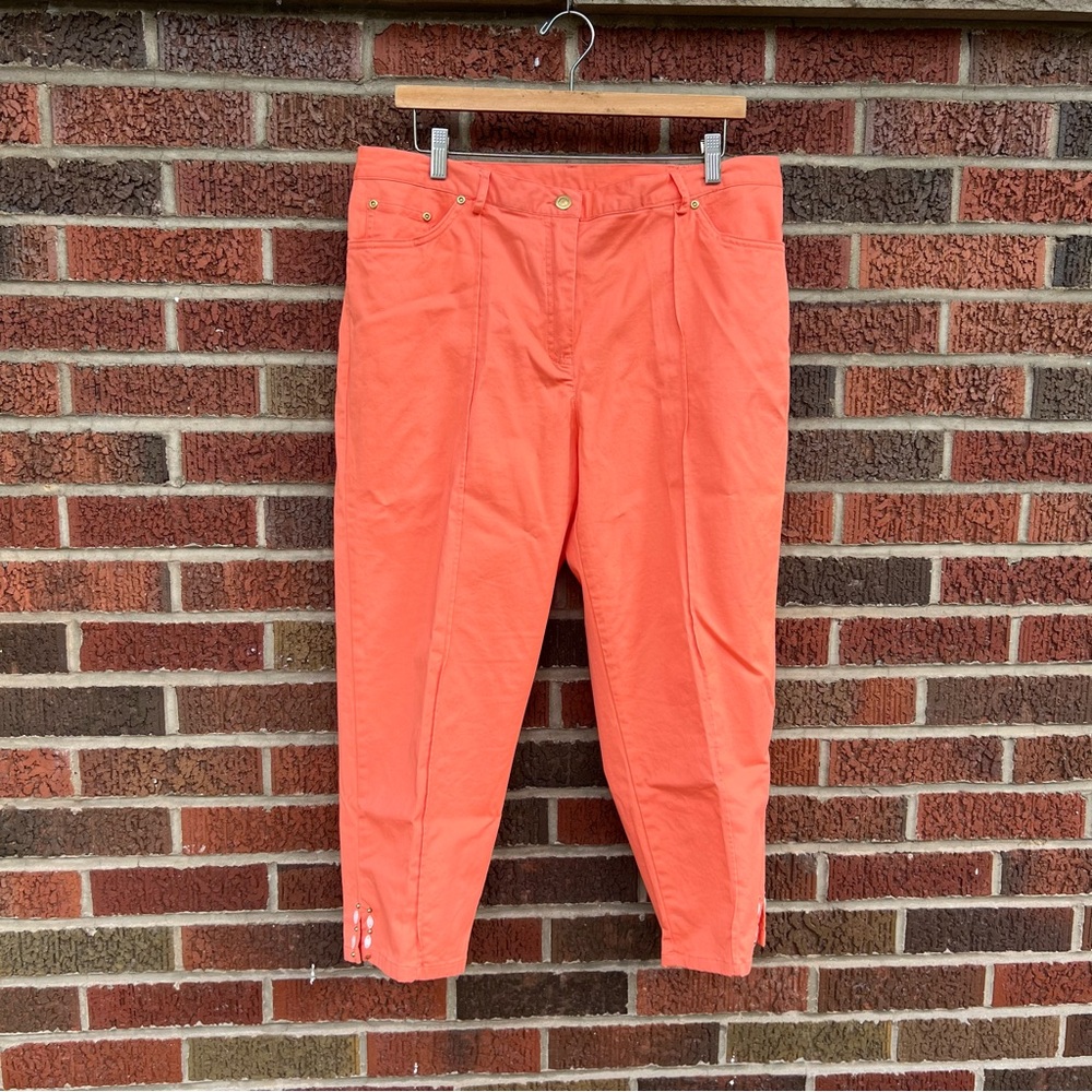 Hearts of Palm Coral Pink Beaded Accented Capri Dress Pants